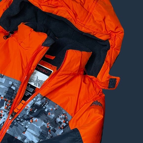 Youth Snozu Orange & Gray Puffer Jacket Size 5 - Picture 2 of 5
